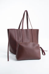 Pu Leather Weekend Bag - 2 Pcs Set - Burgundy