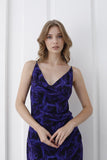 Women’s Abstract Rose Print Maxi Dress - Dark Navy