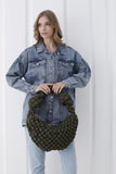 Puffy Quilted Lightweight Large Shoulder Bag - Green