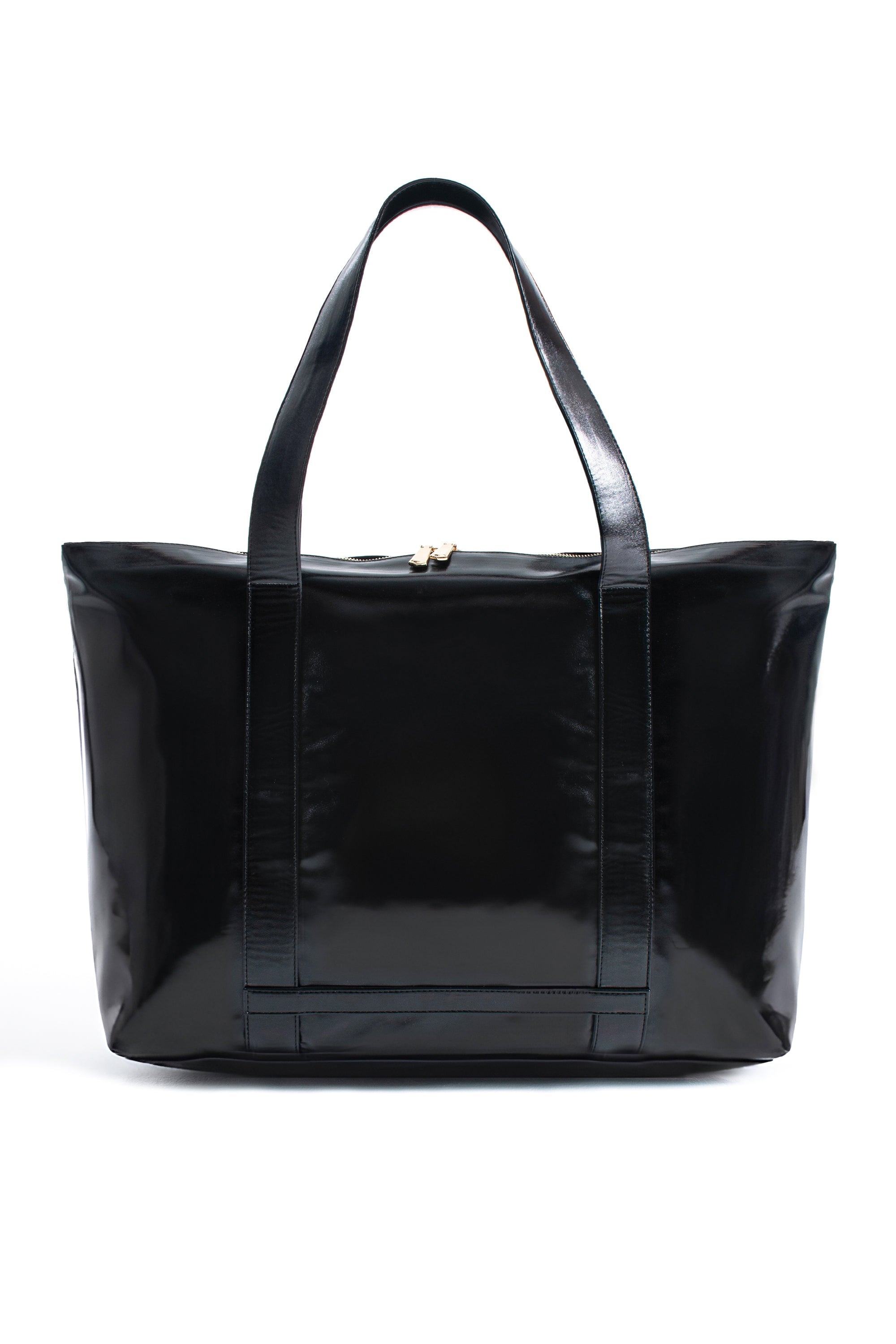 Metallic Finish Pu Leather Weekend Bag - Black