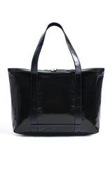 Metallic Finish Pu Leather Weekend Bag - Black