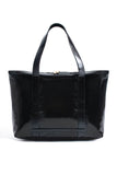Metallic Finish Pu Leather Weekend Bag - Black