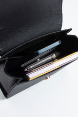 Pu Leather Top Handle Satchel Crossbody Bag - Black