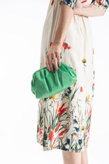Shimmery Pouch Bag With Detachable Crossbody Strap - Green