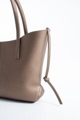 Grain Pu Leather Large Tote Bag with Matching Zipper Pouch  2PCS Set - Gold