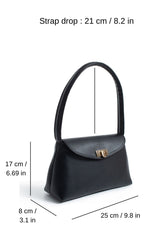 Pu Leather Flap Shoulder Bag - Black