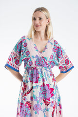 Womens Floral Print Midi Dress