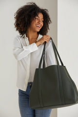 Pu Leather Weekend Bag  – 2 Pcs Set - Khaki