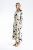 Womens Viscose Abstract Floral Maxi Shirt Dress