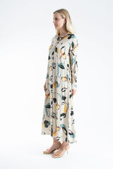 Womens Viscose Abstract Floral Maxi Shirt Dress