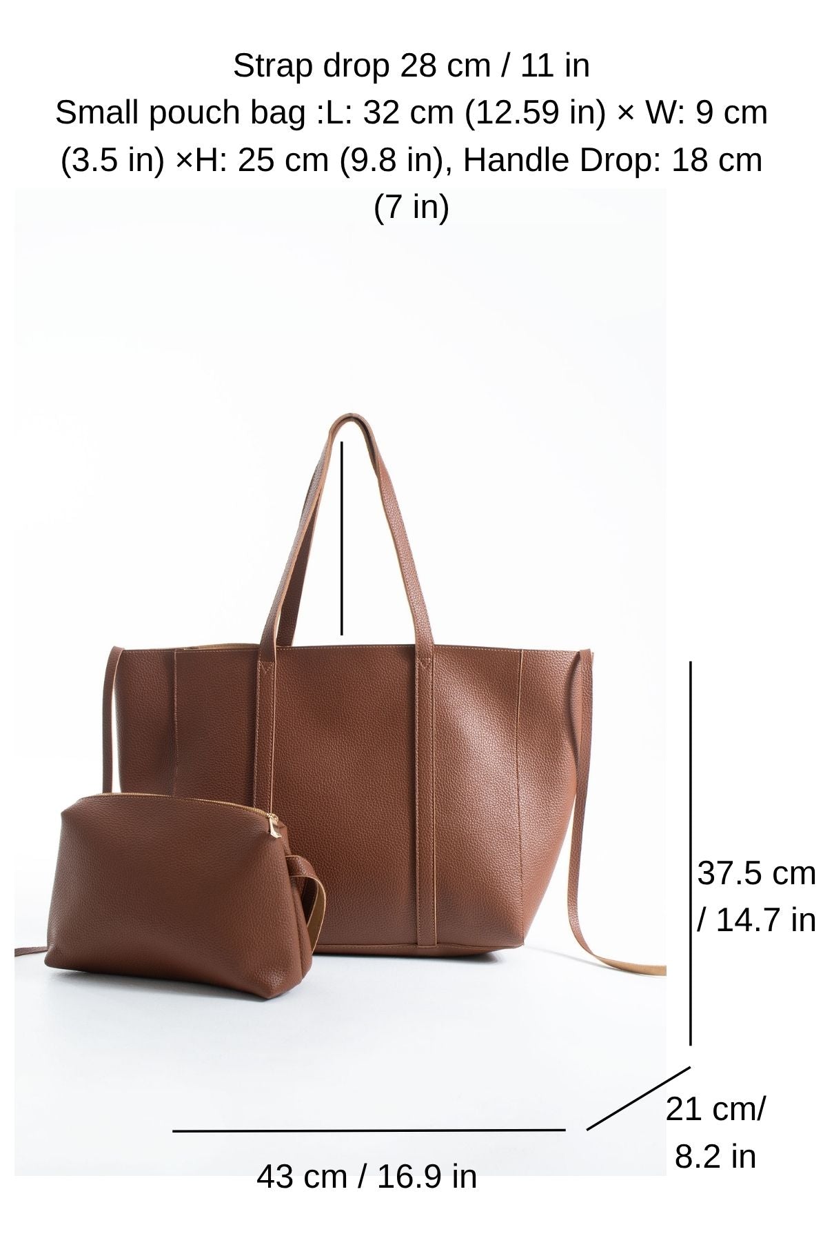 Pu Leather Weekend Bag  – 2 Pcs Set - Tan