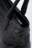 Braided Pu Leather Shoulder Bag - Black