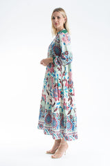 Womens Viscose Bohemian Floral Maxi Dress