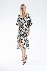 Womens Printed Ornamental Floral Midi Dress