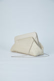 Asymmetrical Braided Pu Leather Clutch Bag With Detachable Strap - Cream