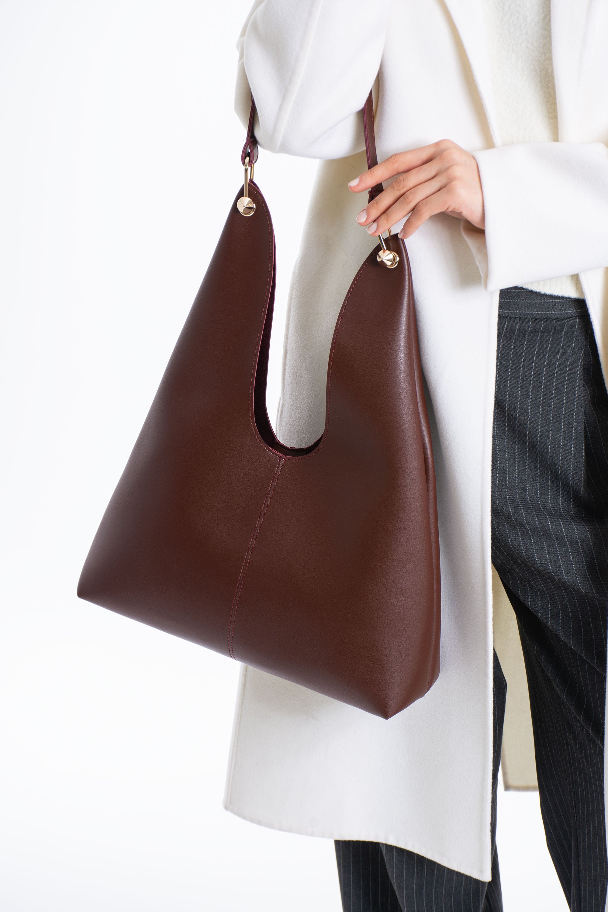 Hobo Shoulder Bag for Women with Matching Zip Pouch, 2PCS - Burgundy