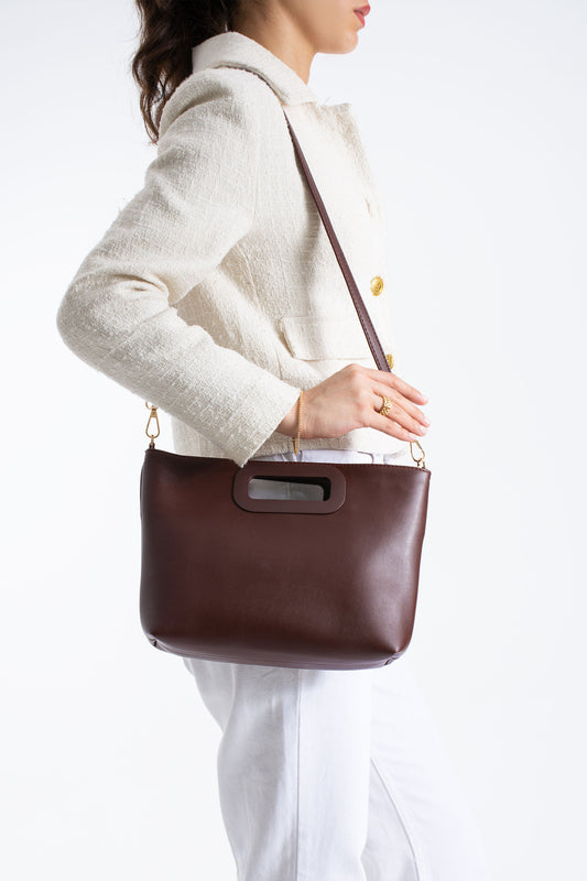 Crossbody Bag With Handle Detail in Burgundy