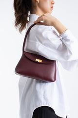 Pu Leather Flap Shoulder Bag - Burgundy
