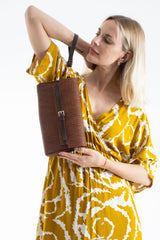 Woven Pu Leather Flap Closure Wristlet & Clutch&Crossbody  3-in-1 - Tan