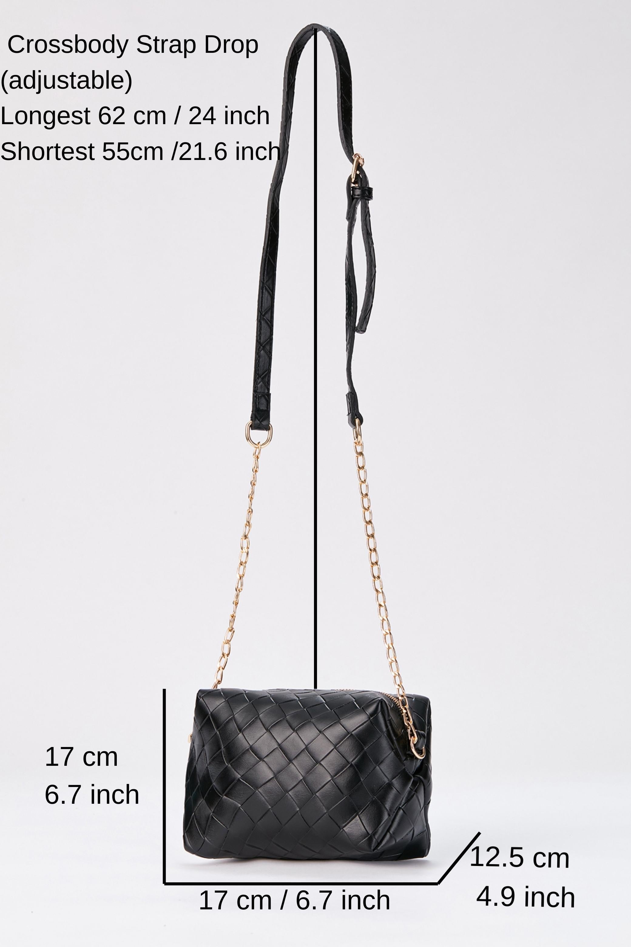 Braided Pu Leather Crossbody Camera Bag - Black
