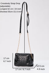 Braided Pu Leather Crossbody Camera Bag - Black