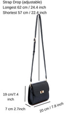 Croc Pu Leather Crossbody Bag - Black