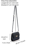 Croc Pu Leather Crossbody Bag - Black