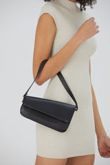 Asymmetric Pu Leather  Shoulder Bag - Black