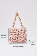 Quilted Satin Chunky Chain Handbag - Beige