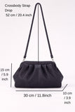 Textured Pu Leather Pouch Bag With Detachable Crossbody Strap - Black