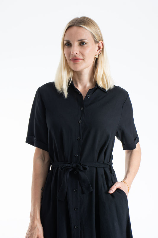 Womens Viscose Midi Shirt Dress