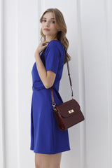 Croc Pu Leather Crossbody Bag - Burgundy