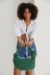 Puffy Quilted Lightweight Shoulder Bag - Green
