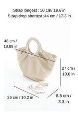 Woven  Pu Leather Top Handle Tote Bag with Adjustable  Crossbody Strap - Cream