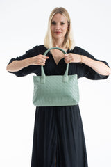 Braided Pu Leather Shoulder Bag - Mint