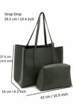 Pu Leather Weekend Bag  – 2 Pcs Set - Khaki