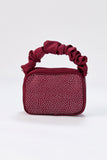 Diamente Evening Bag With Detachable Crossbody Strap - Burgundy