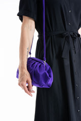 Satin Pouch Bag With Detachable Crossbody Strap - Purple