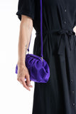 Satin Pouch Bag With Detachable Crossbody Strap - Purple