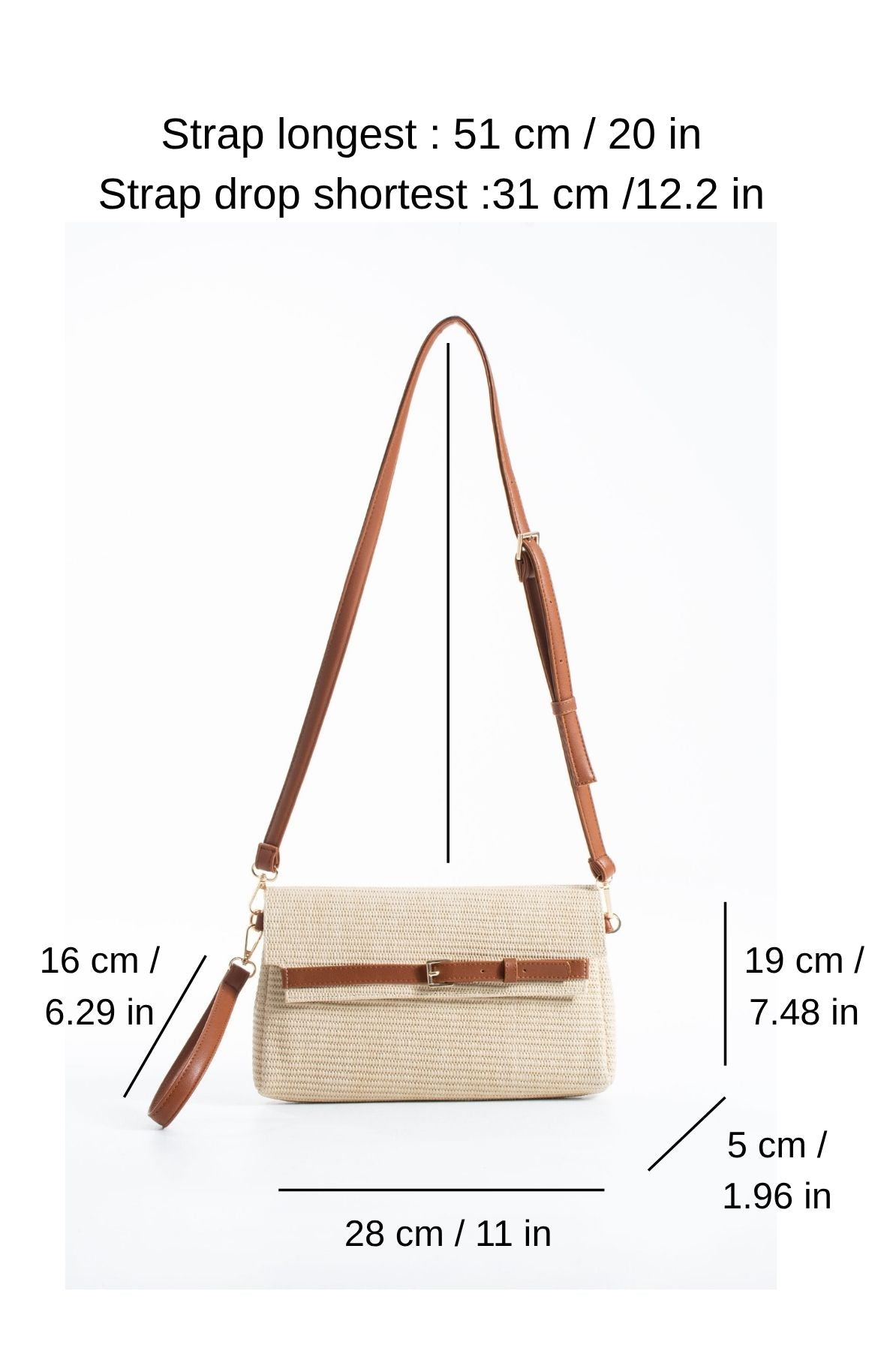 Woven Pu Leather Flap Closure Wristlet & Clutch&Crossbody  3-in-1 - Cream