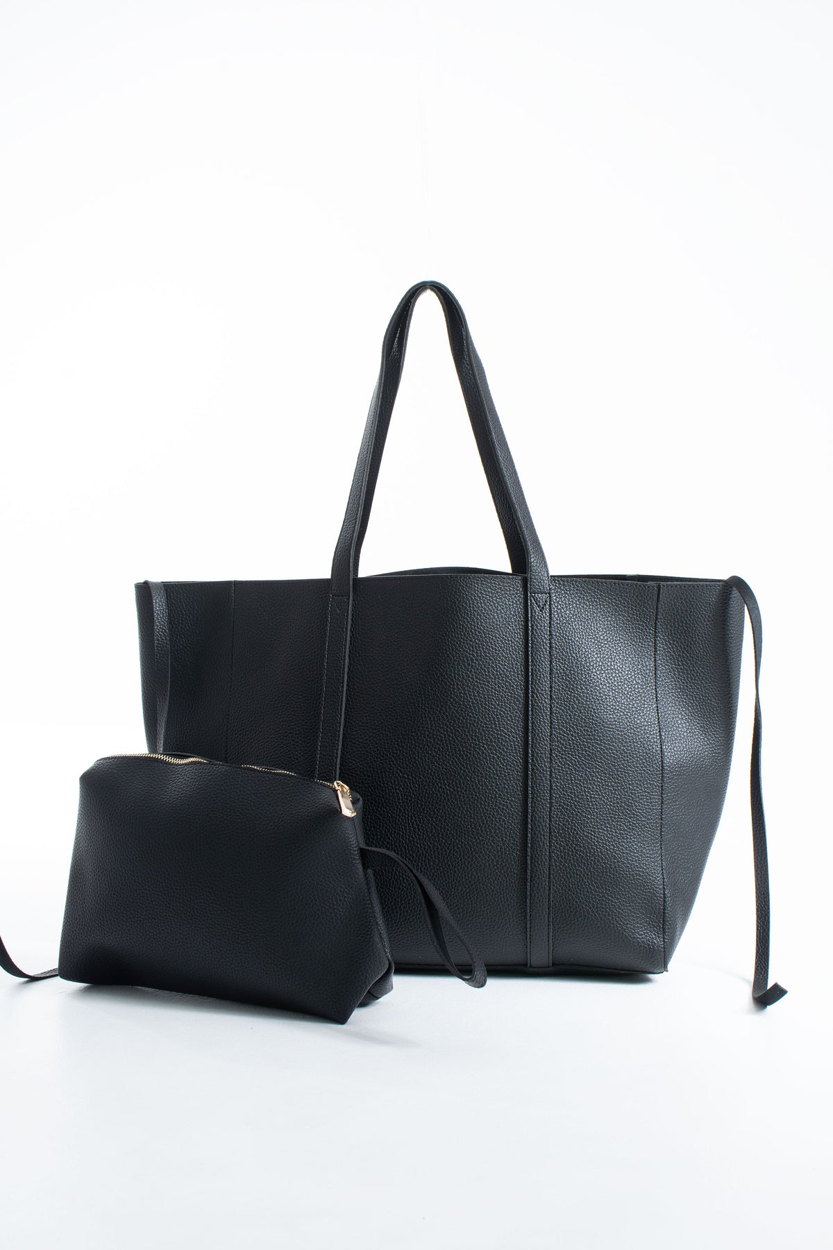 Pu Leather Weekend Bag  – 2 Pcs Set - Black