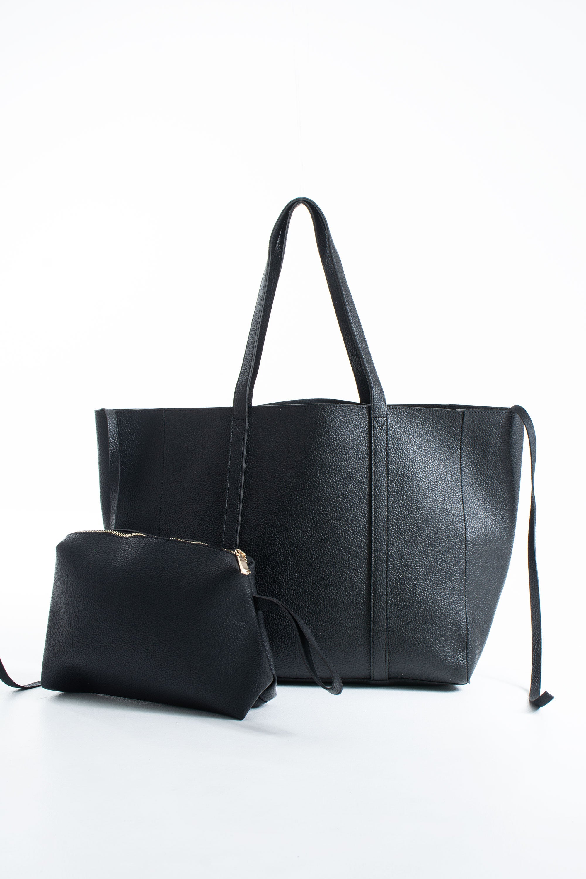 Pu Leather Weekend Bag  – 2 Pcs Set - Black