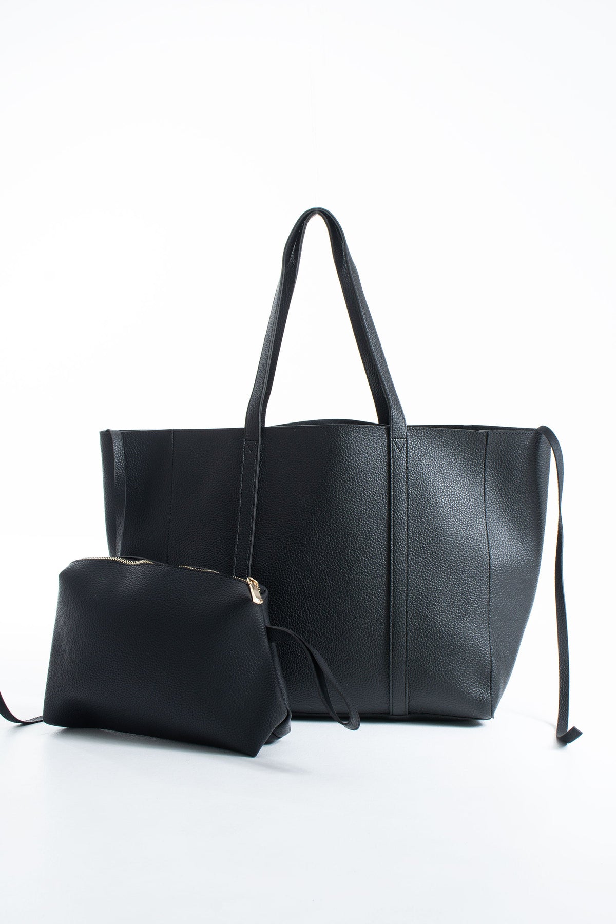 Pu Leather Weekend Bag  – 2 Pcs Set - Black