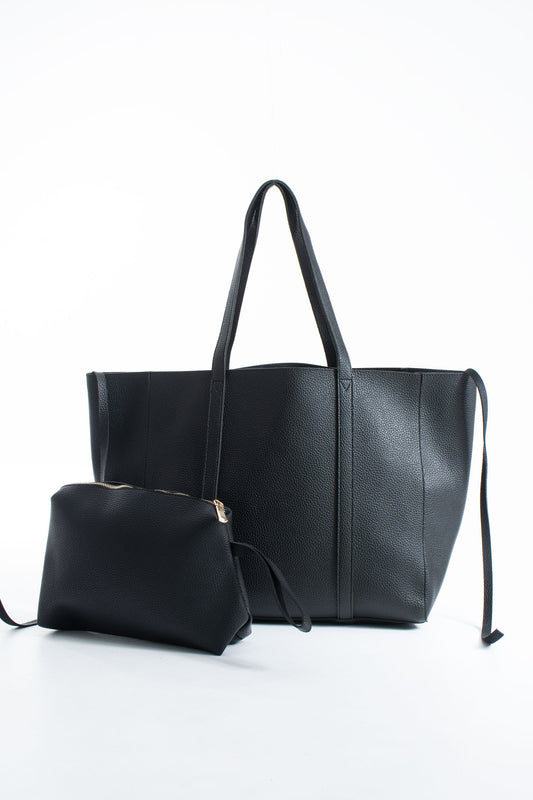 Pu Leather Weekend Bag  – 2 Pcs Set - Black