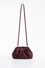 Textured Pu Leather Pouch Bag With Detachable Crossbody Strap - Burgundy