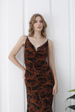 Abstract Rose Print Maxi Dress - Brown