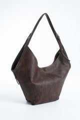 Woven Vegan Leather Large Slouchy Hobo Bag – 2-Piece Set with Matching Clutch - Brown