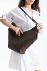 Woven Vegan Leather Large Slouchy Hobo Bag – 2-Piece Set with Matching Clutch - Brown