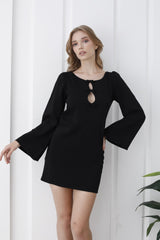 Womens Viscose Bow Detail Mini Dress