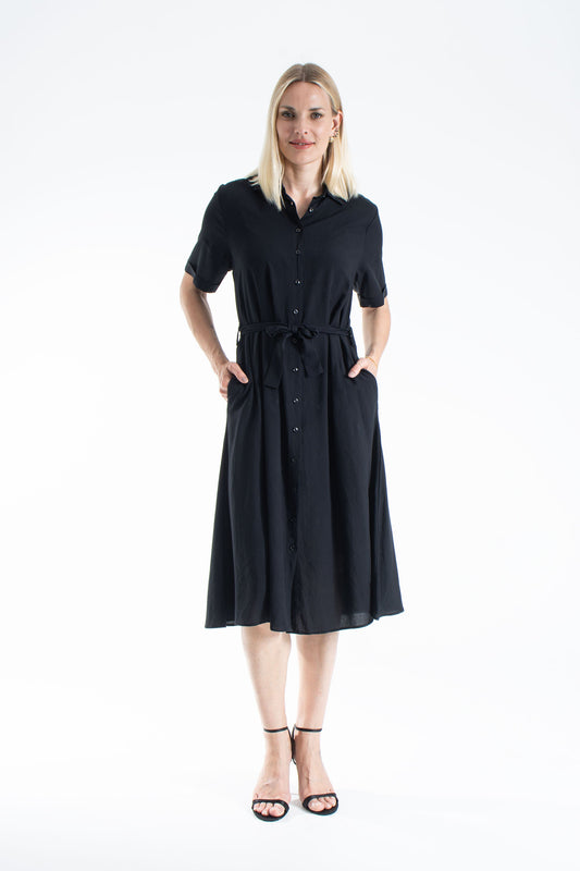 Womens Viscose Midi Shirt Dress